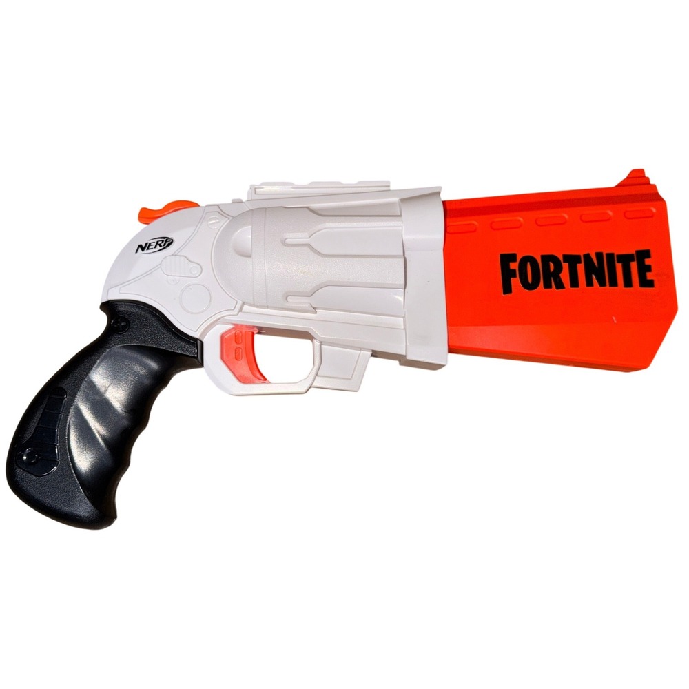 Nerf‎ Fortnite 6-SH Dart Blaster Hammer Action Revolver White Orange Camo Pulse